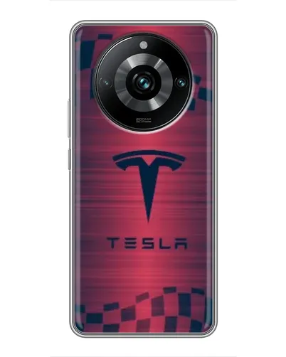 Чехол для Realme 11 Pro Plus с картинкой «Тесла красный карбон»