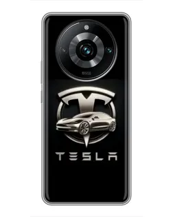 Чехол для Realme 11 Pro Plus с картинкой «Tesla — серебристое авто»