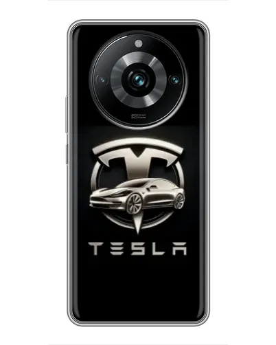 Чехол для Realme 11 Pro Plus с картинкой «Tesla — серебристое авто»