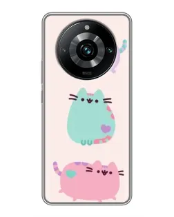 Чохол для Realme 11 Pro Plus з картинкою «Pusheen тріо»