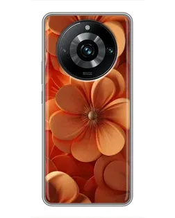 Чохол для Realme 11 Pro Plus з картинкою «Помаранчева макро квітка»