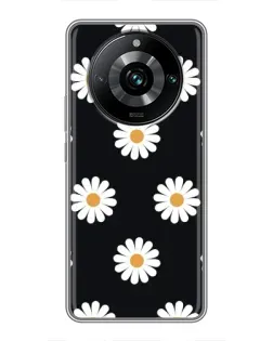 Чохол для Realme 11 Pro Plus з картинкою «Ромашки на чорному»
