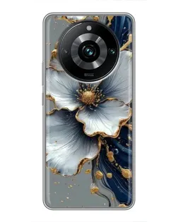 Чохол для Realme 11 Pro Plus з картинкою «Біла квітка та золотий флюїд» Чохол для Realme 11 Pro Plus з картинкою «Біла квітка та золотий флюїд»
