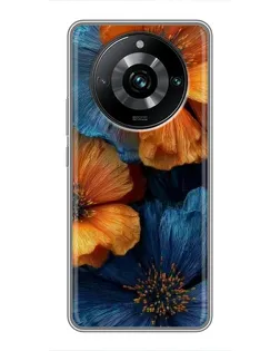 Чохол для Realme 11 Pro Plus з картинкою «Яскрава синьо-помаранчева флора» Чохол для Realme 11 Pro Plus з картинкою «Яскрава синьо-помаранчева флора»