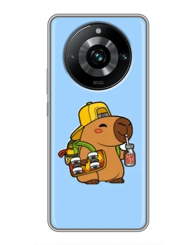 Чехол для Realme 11 Pro Plus с картинкой «Капибара на скейте»