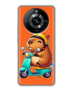 Чохол для Realme 11 Pro Plus з картинкою «Капібара на скутері»