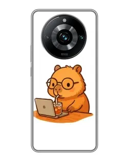 Чохол для Realme 11 Pro Plus з картинкою «Капібара з ноутбуком»