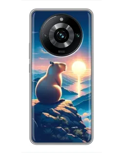 Чохол для Realme 11 Pro Plus з картинкою «Захід сонця з капібарою»