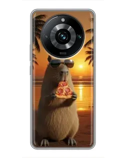 Чохол для Realme 11 Pro Plus з картинкою «Капібара з піцою»
