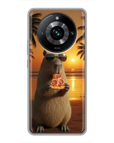 Чехол для Realme 11 Pro Plus с картинкой «Капибара с пиццей»