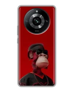 Чехол для Realme 11 Pro с картинкой «Bored Ape в красном»