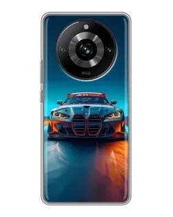 Чехол для Realme 11 Pro с картинкой «BMW — огни неона»