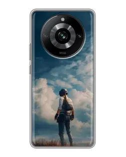 Чехол для Realme 11 Pro с картинкой «Герой PUBG на скале»