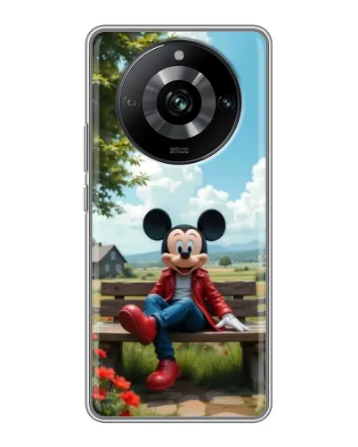 Чехол для Realme 11 Pro с картинкой «Микки на скамейке»