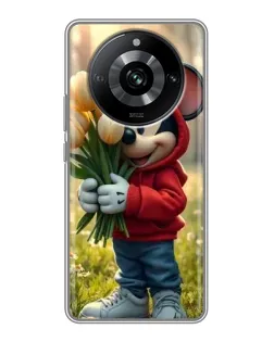 Чехол для Realme 11 Pro с картинкой «Микки с тюльпанами»