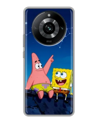 Чехол для Realme 11 Pro с картинкой «Губка Боб и Патрик ночью»
