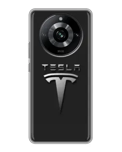 Чехол для Realme 11 Pro с картинкой «Стальной логотип Tesla»