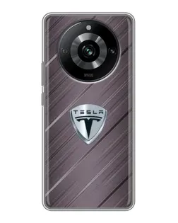 Чехол для Realme 11 Pro с картинкой «Металлическая текстура Tesla»