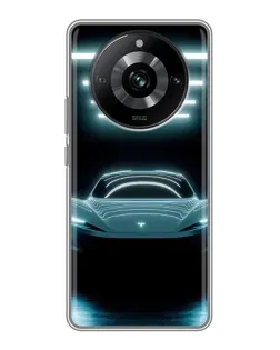 Чехол для Realme 11 Pro с картинкой «Tesla в неоне»