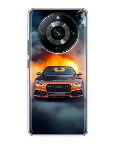 Чехол для Realme 11 Pro с картинкой «Audi в огненном дыму»