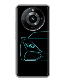 Чехол для Realme 11 Pro с картинкой «Голубой силуэт Lamborghini»