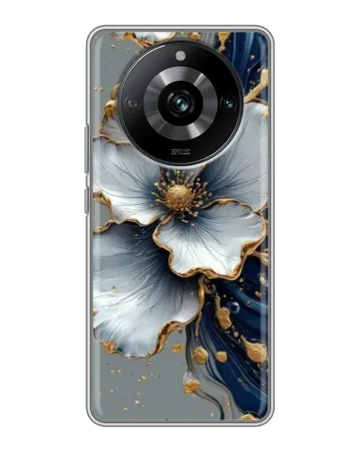 Чехол для Realme 11 Pro с картинкой «Белый цветок и золотой флюид» Чехол для Realme 11 Pro с картинкой «Белый цветок и золотой флюид»