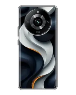 Чехол для Realme 11 Pro с картинкой «Объемные черно-белые ленты»