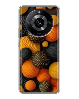 Чехол для Realme 11 Pro с картинкой «Объемные оранжевые сферы»