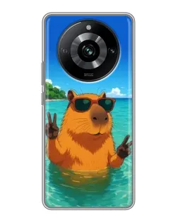 Чехол для Realme 11 Pro с картинкой «Морская капибара»