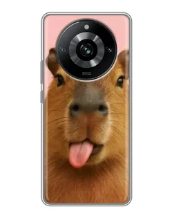 Чехол для Realme 11 Pro с картинкой «Капибара с языком»