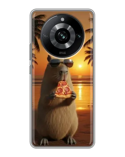 Чехол для Realme 11 Pro с картинкой «Капибара с пиццей»