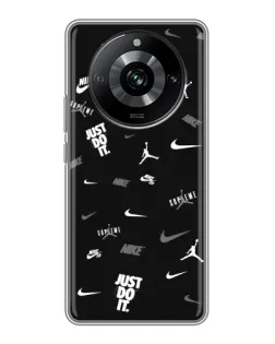Чехол для Realme 11 с картинкой «Nike Black Pattern»