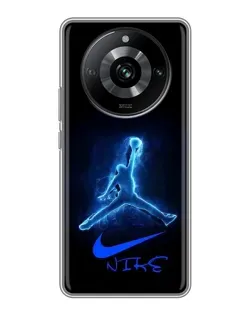 Чехол для Realme 11 с картинкой «Jordan Neon Blue»
