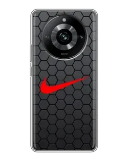Чехол для Realme 11 с картинкой «Nike — карбоновая сетка»