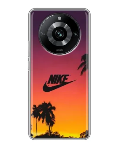 Чехол для Realme 11 с картинкой «Nike на закате солнца»