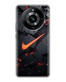 Чехол для Realme 11 с картинкой «Nike — эффект разломов»