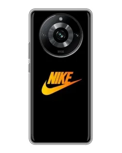 Чехол для Realme 11 с картинкой «Золотой логотип Nike»