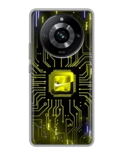 Чехол для Realme 11 с картинкой «Nike — золотая искра»