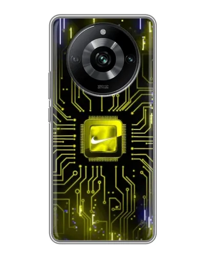 Чехол для Realme 11 с картинкой «Nike — золотая искра»