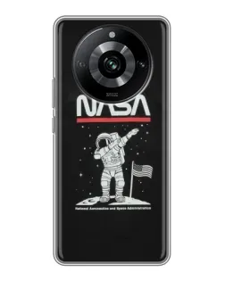 Чехол для Realme 11 с картинкой «NASA — шагаем по Луне»