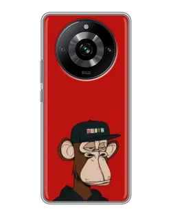 Чехол для Realme 11 с картинкой «Bored Ape — красный фон»