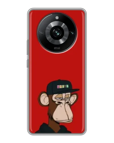 Чехол для Realme 11 с картинкой «Bored Ape — красный фон»