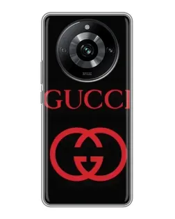 Чехол для Realme 11 с картинкой «Gucci — красный логотип»