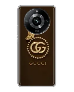 Чехол для Realme 11 с картинкой «Gucci — золотая бабочка»