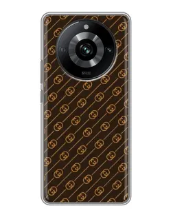 Чехол для Realme 11 с картинкой «Gucci — золотые диагонали»