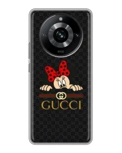 Чехол для Realme 11 с картинкой «Минни Маус Gucci — черный»