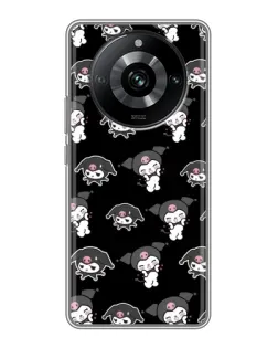 Чохол для Realme 11 з картинкою «Чорний паттерн Kuromi»