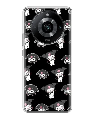 Чехол для Realme 11 с картинкой «Черный паттерн Kuromi»