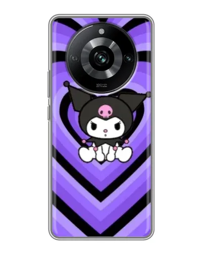 Чехол для Realme 11 с картинкой «Kuromi и фиолетовые сердца»
