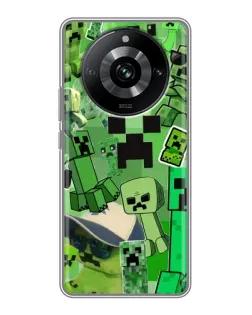 Чехол для Realme 11 с картинкой «Криперы Minecraft»